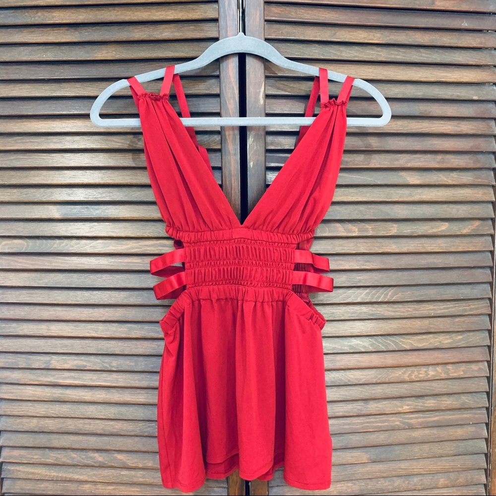Express Cut Out Red Tank Top
